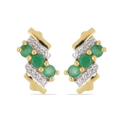 BUY REAL EMERALD GEMSTONE EARRINGS IN 925 STERLING SILVER